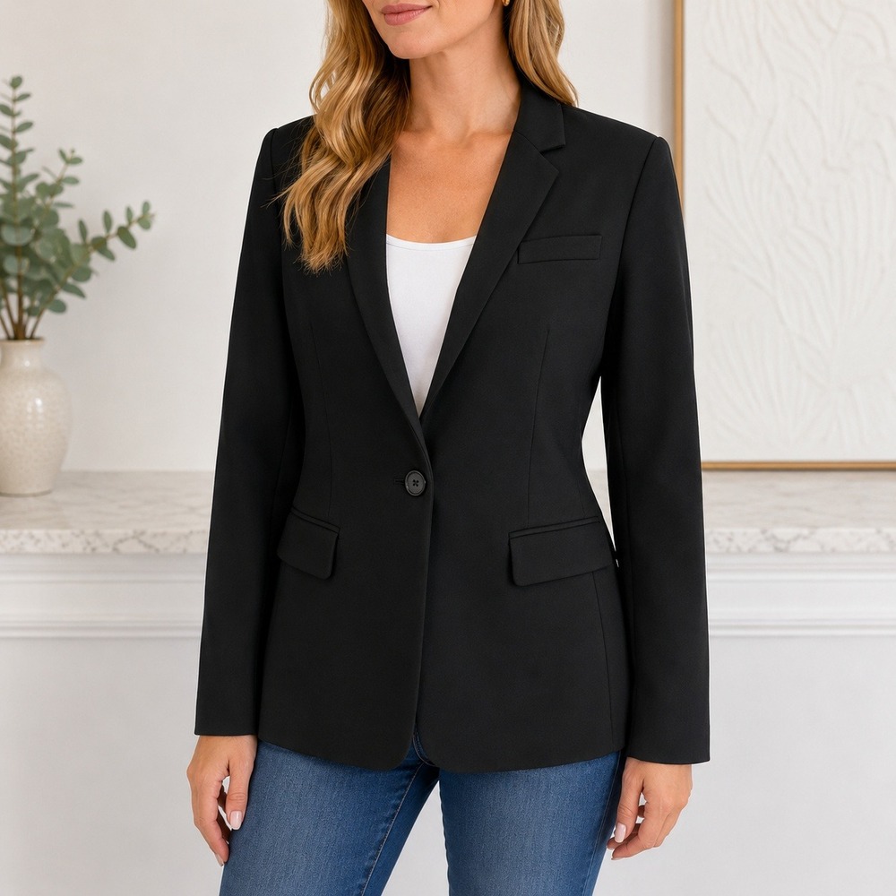 J.Crew Regent Blazer Women Sz 4 Black One Button Professional Workwear‎ Career